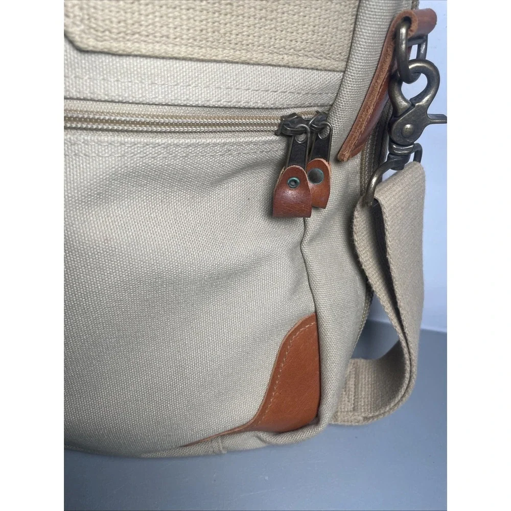 Vintage Lands End Canvas Leather Duffle Weekender Bag USA Made